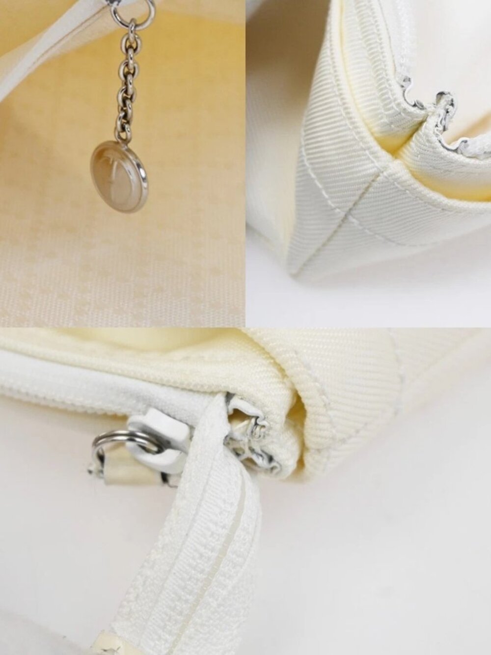 GUCCI Logo Bamboo Tote Handbag Nylon Patent Leather White SHW Italy 66KC967 - Picture 13 of 16
